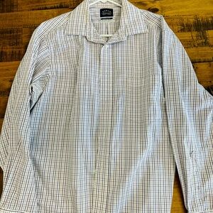 Men's White and Purple Eagle Checkered Shirt